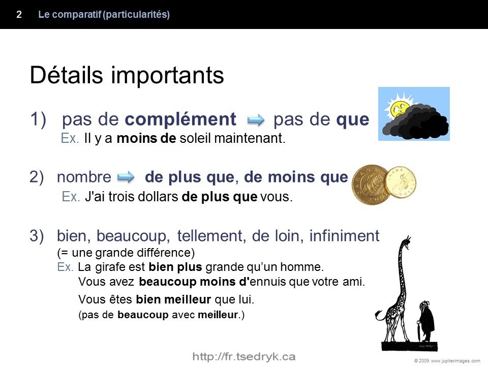 Comparatif particularités grammaire française