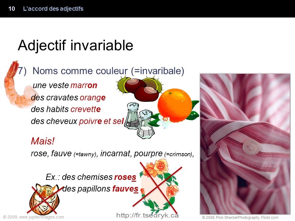 Accord des adjectifs grammaire française