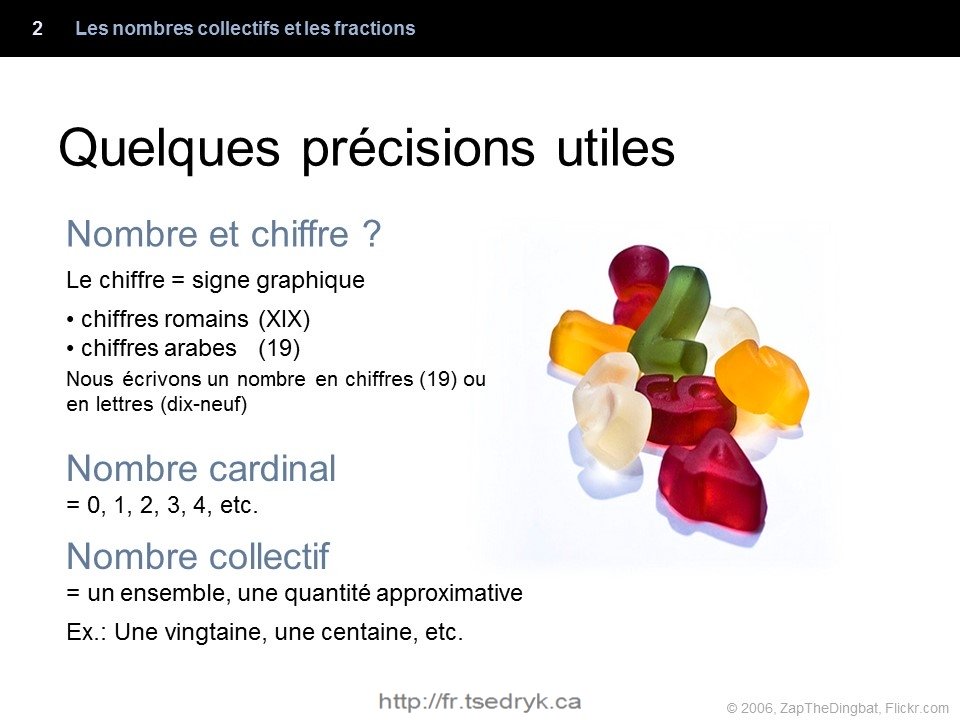Nombres collectifs et fractions grammaire française